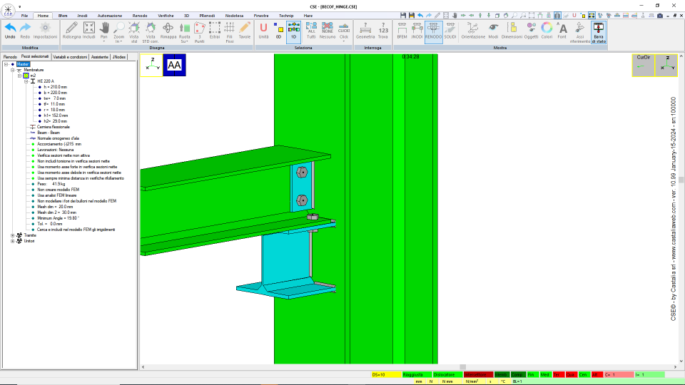 Hinged seated connection, to flange cS1.