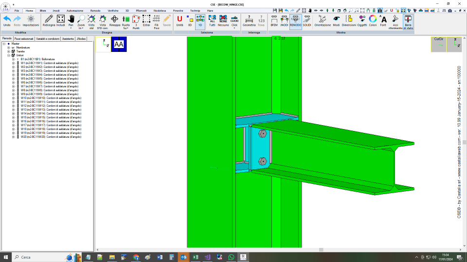 Beam-column, to web, with end-plate (cE1)