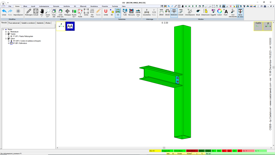FIN PLATE normal, no stiffener, RHS column, cf1.